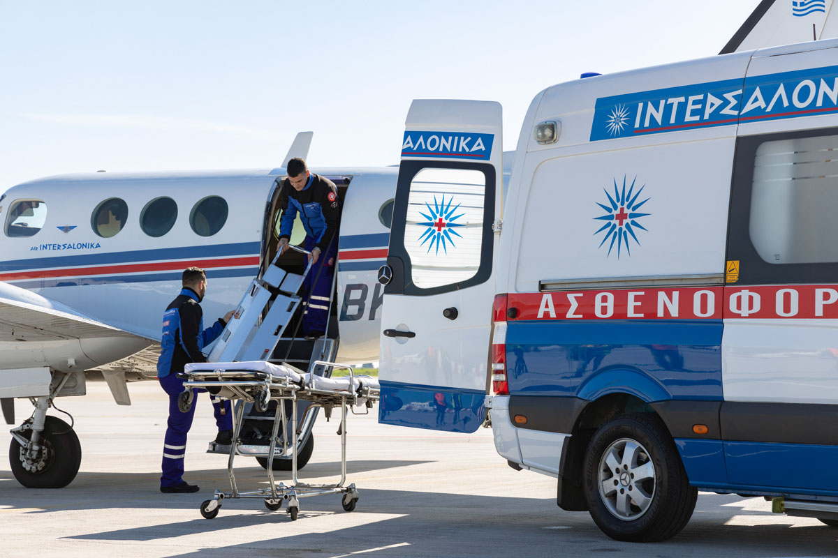 Medical Transfer to hospital with airplane and ground ambulance