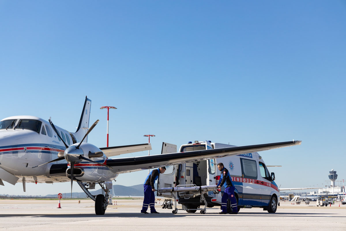 Medical Transfer with airplane and ambulance